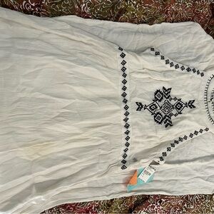Rogue White Dress with Black Geometric Embroidery